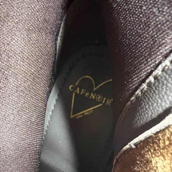 Cafe Noir Suede‎ Cabin Couture Wedge Boots Tan Faux Fur Trim NEW - Picture 2 of 11